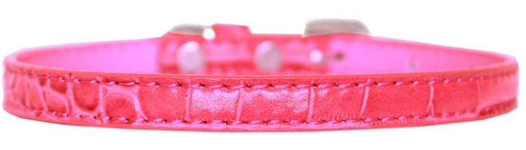 Omaha Plain Croc Dog Collar Bright Pink Size 14